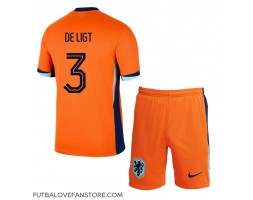 Holandsko Matthijs de Ligt #3 Domáci Detský futbalový dres ME 2024 Krátky Rukáv (+ trenírky)